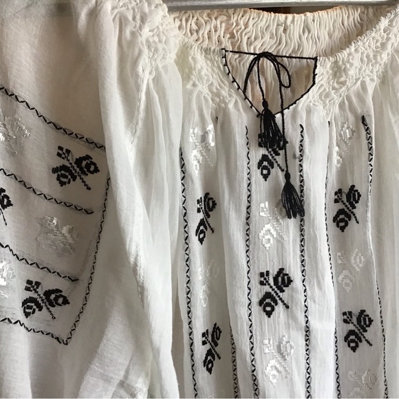 Bohemian Embroidered White Top - Picture 3 of 8